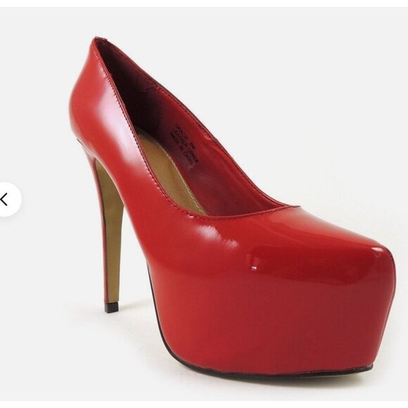 Kelsi Dagger Gracie Patent  Leather Platform Heels 6 Red - Picture 1 of 16